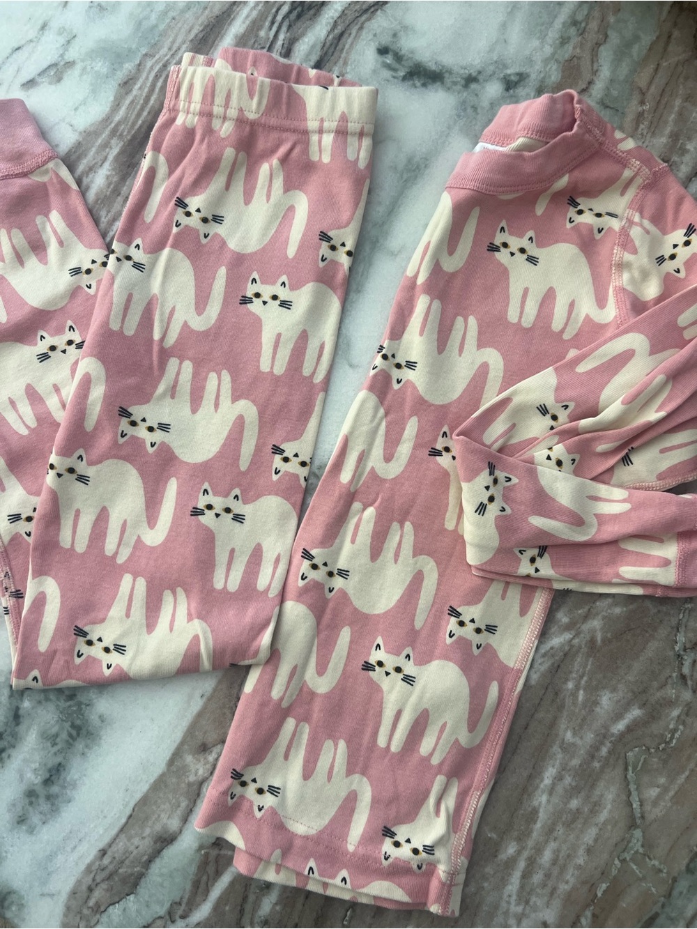 Pink Kid's Cat Print Pajama Set